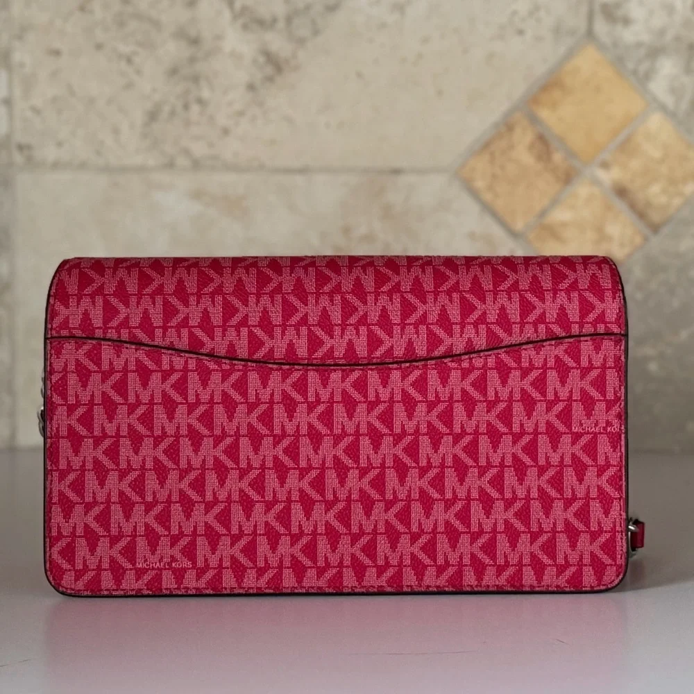 Michael Kors Jet Set Travel MD Shoulder Flap Crossbody Bag MK Dark Raspberry - Picture 6 of 16